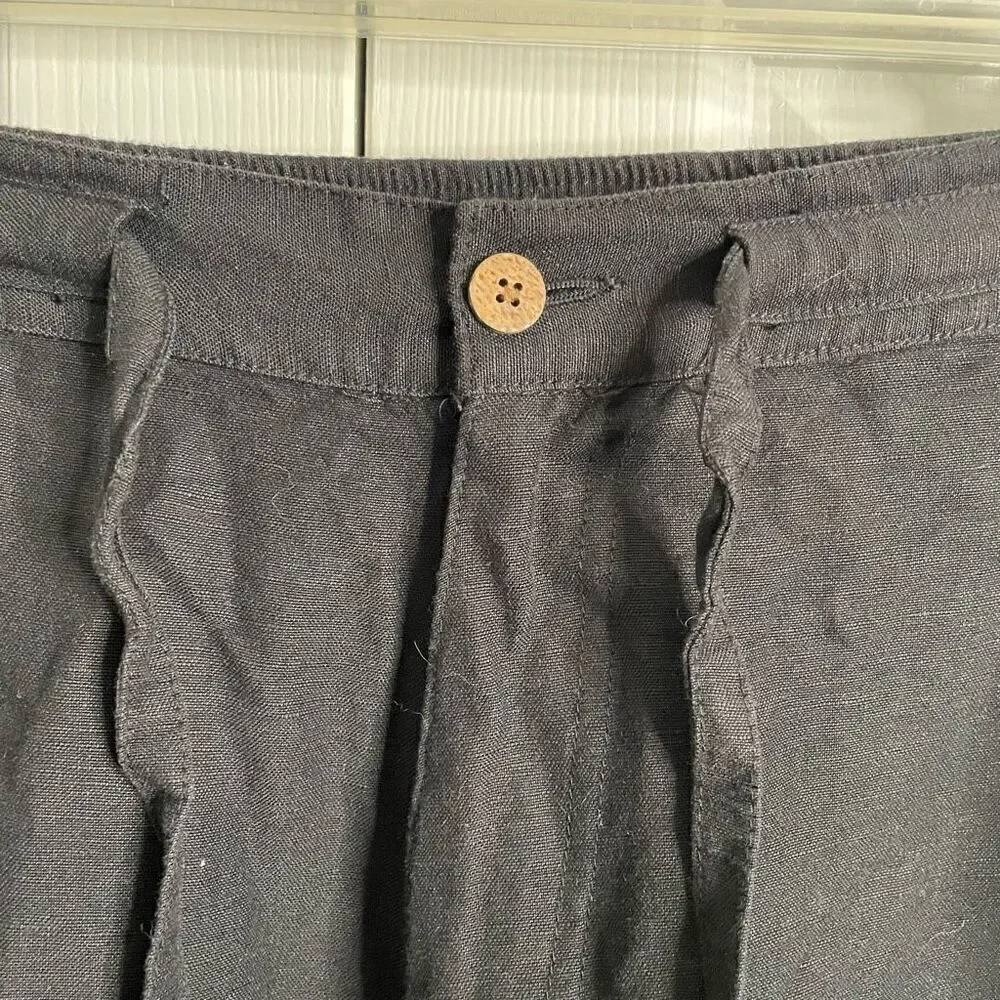 Cubavera Mens Linen Pant XXL Black Casual Lightweight Adjustable Vacay Tropical